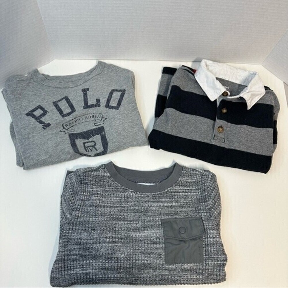 Polo Ralph Lauren Boy’s Bundle, Old Navy and Carters shirts, Size 4/5, Gray Blue